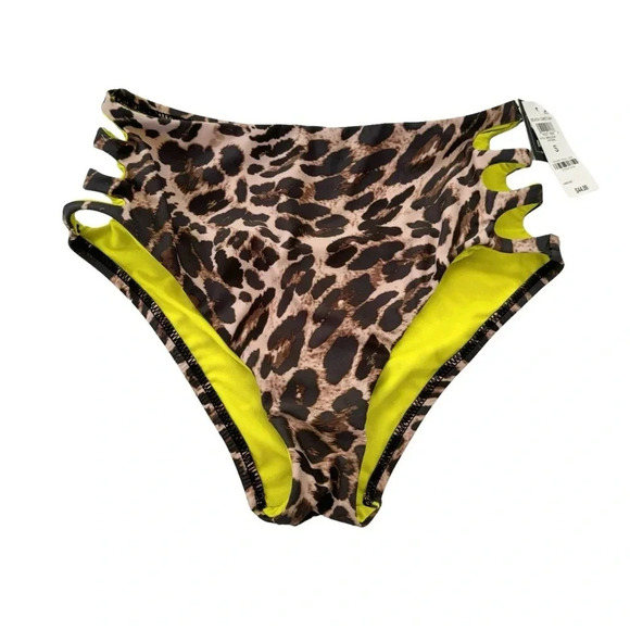 Bar III Women's Beach Cheetah Printed High Rise Bikini Bottoms Size S NWT - Picture 3 of 9